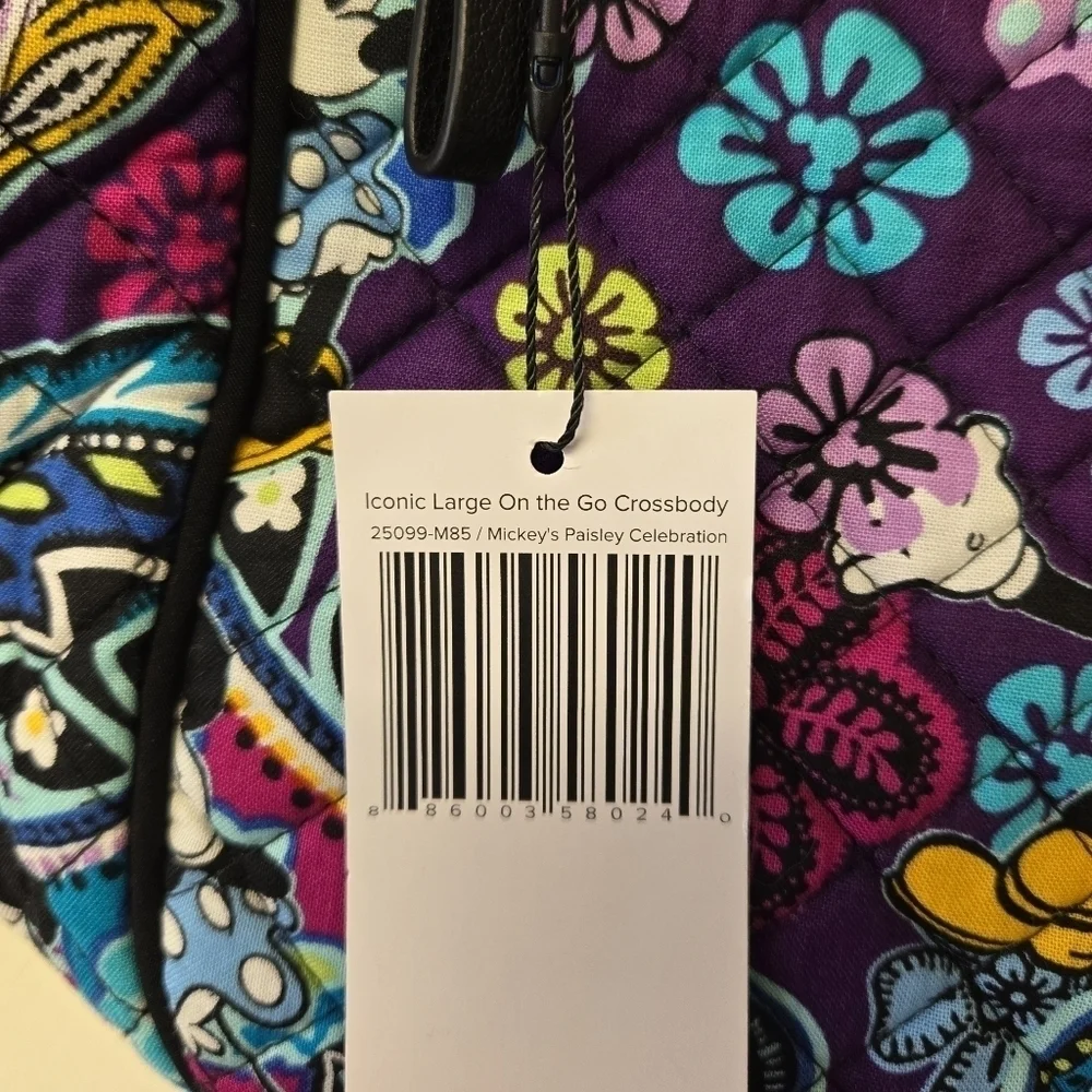 Vera Bradley Disney Large On the Go Crossbody Mickey's Paisley Celebration